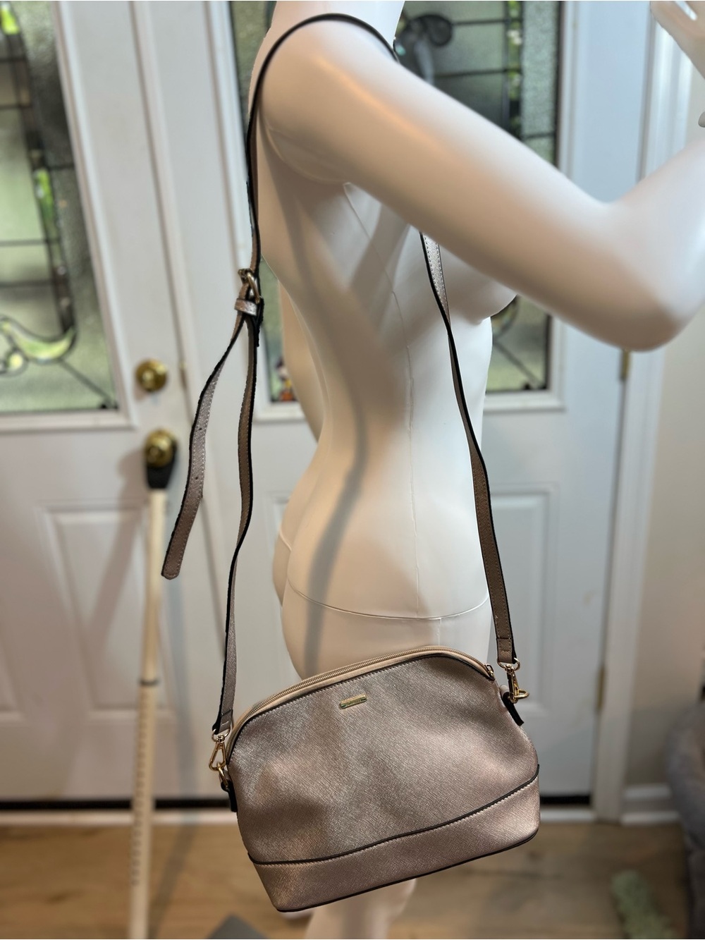 Women's Metallic Crossbody Bag - Taupe